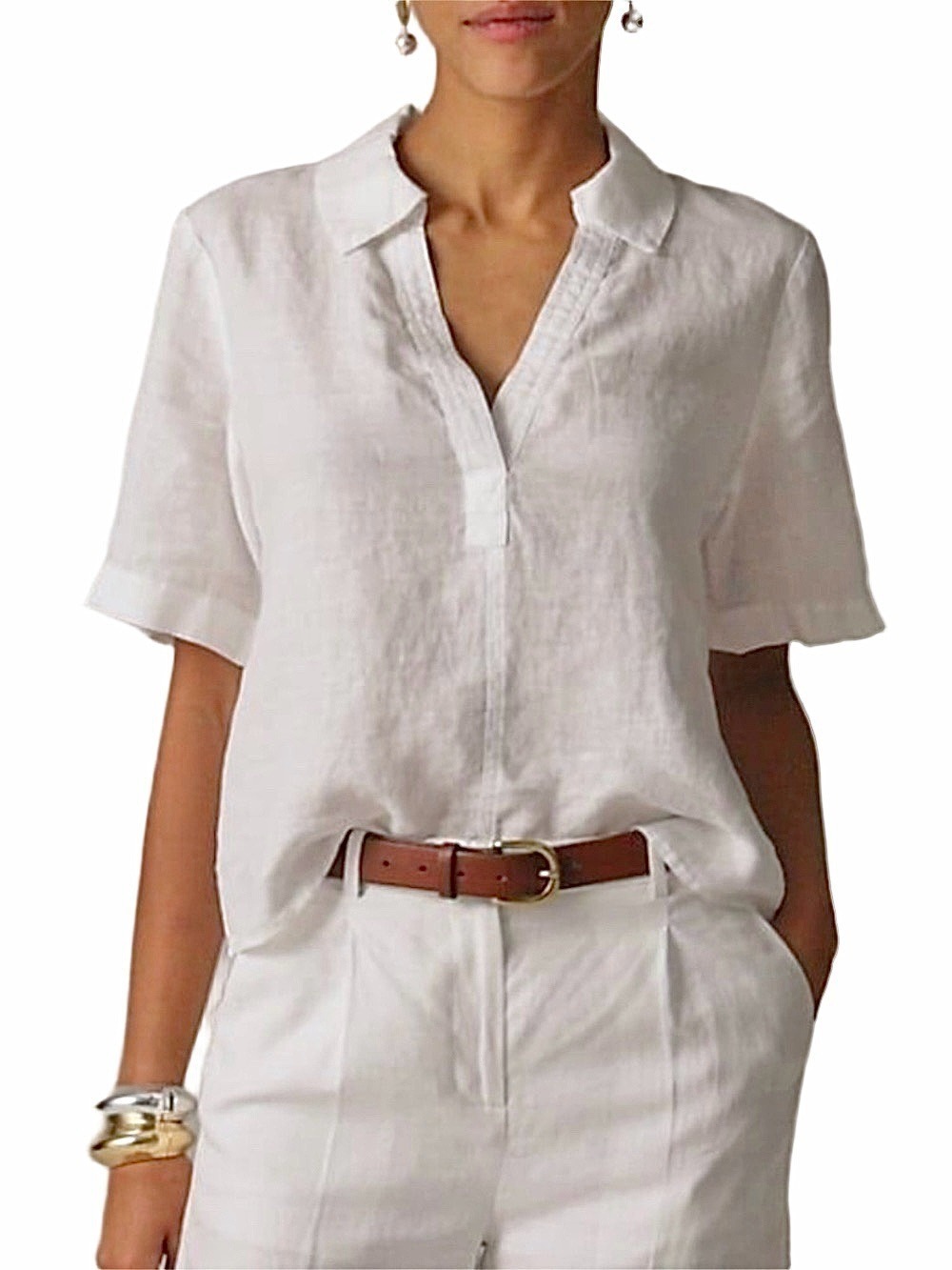 J Crew pure linen Bungalow Popover white boxy oversized short sleeve top S